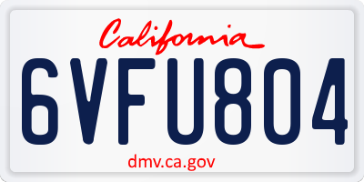 CA license plate 6VFU804
