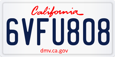 CA license plate 6VFU808