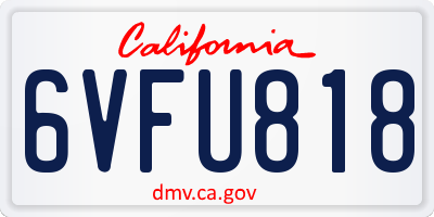 CA license plate 6VFU818