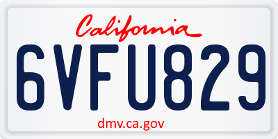 CA license plate 6VFU829
