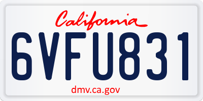 CA license plate 6VFU831