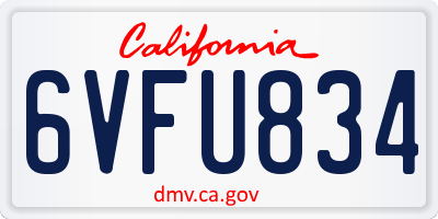 CA license plate 6VFU834