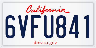 CA license plate 6VFU841