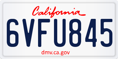 CA license plate 6VFU845