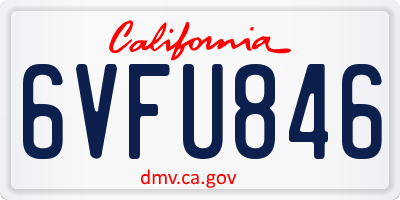 CA license plate 6VFU846