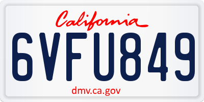 CA license plate 6VFU849