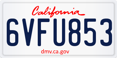 CA license plate 6VFU853