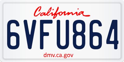 CA license plate 6VFU864