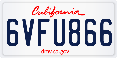 CA license plate 6VFU866