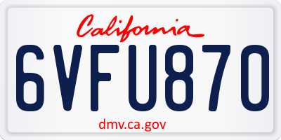 CA license plate 6VFU870