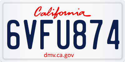 CA license plate 6VFU874