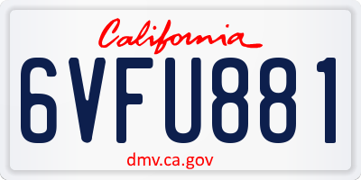 CA license plate 6VFU881