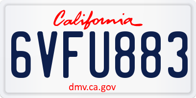 CA license plate 6VFU883