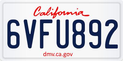 CA license plate 6VFU892