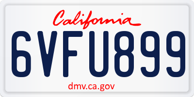 CA license plate 6VFU899