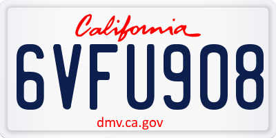 CA license plate 6VFU908