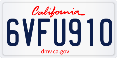 CA license plate 6VFU910