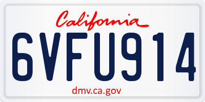 CA license plate 6VFU914