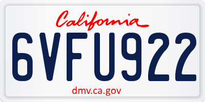 CA license plate 6VFU922