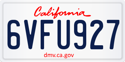 CA license plate 6VFU927