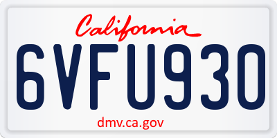 CA license plate 6VFU930