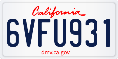 CA license plate 6VFU931