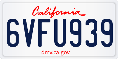 CA license plate 6VFU939