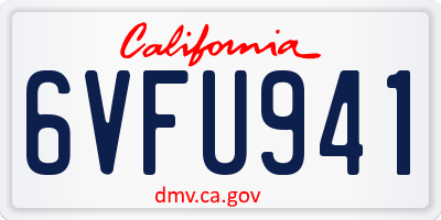 CA license plate 6VFU941