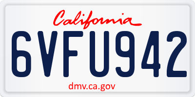 CA license plate 6VFU942