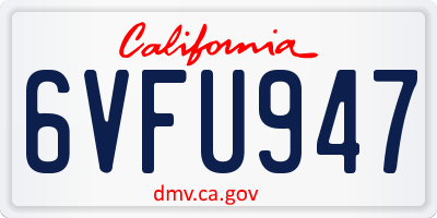 CA license plate 6VFU947