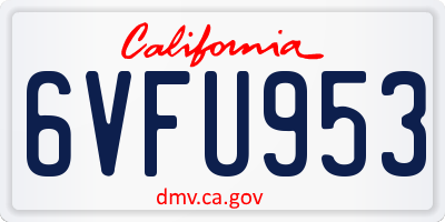 CA license plate 6VFU953