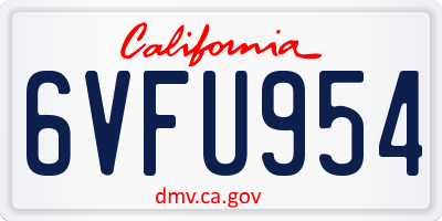 CA license plate 6VFU954