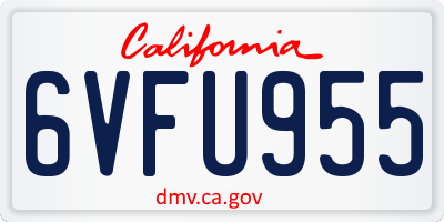 CA license plate 6VFU955