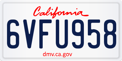 CA license plate 6VFU958