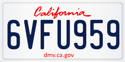 CA license plate 6VFU959