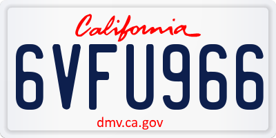 CA license plate 6VFU966