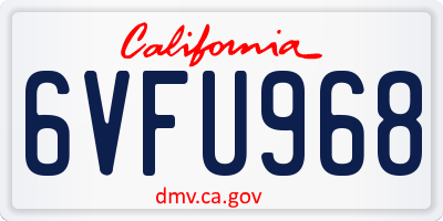 CA license plate 6VFU968