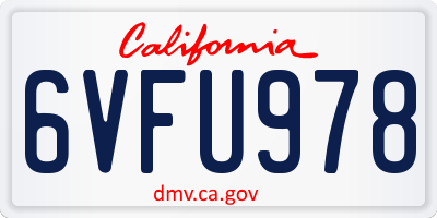 CA license plate 6VFU978