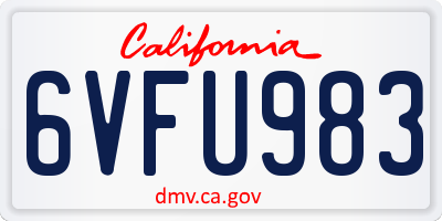 CA license plate 6VFU983