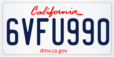 CA license plate 6VFU990