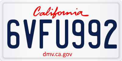 CA license plate 6VFU992