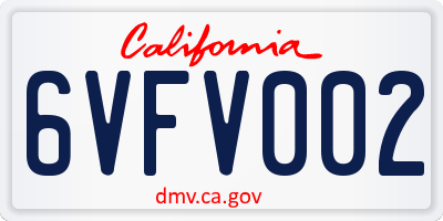 CA license plate 6VFV002