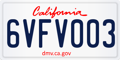 CA license plate 6VFV003