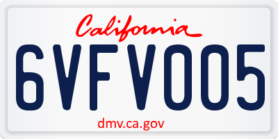 CA license plate 6VFV005