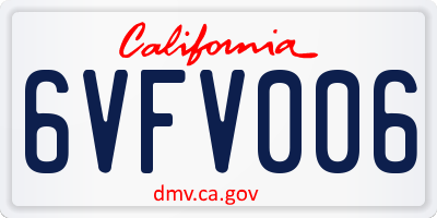 CA license plate 6VFV006