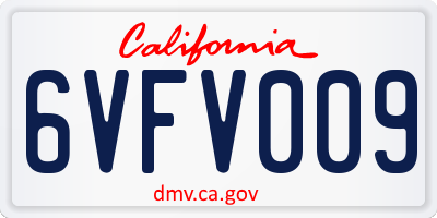 CA license plate 6VFV009