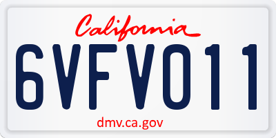 CA license plate 6VFV011