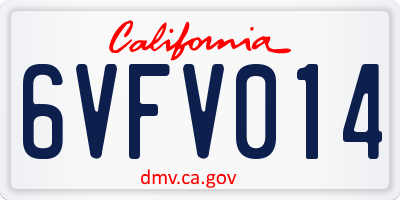 CA license plate 6VFV014