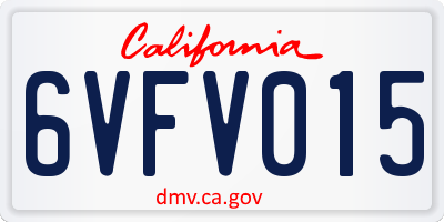 CA license plate 6VFV015