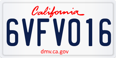 CA license plate 6VFV016